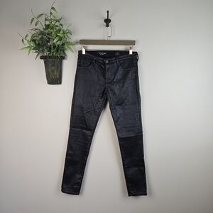 AG 28 Legging Ankle Super Skinny Black Coated Mid Rise Jeans Adriano Goldschmied